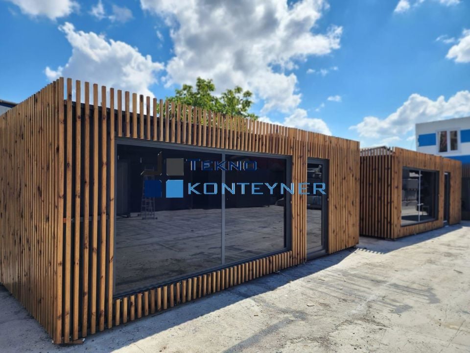 Ahsap Pergole Giydirme Ofis & Ev Konteyneri